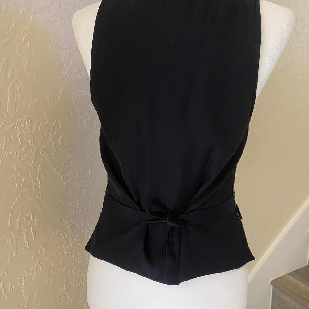 Rag & Bone Sequin Vest Size 2 Black Cropped Moto … - image 2